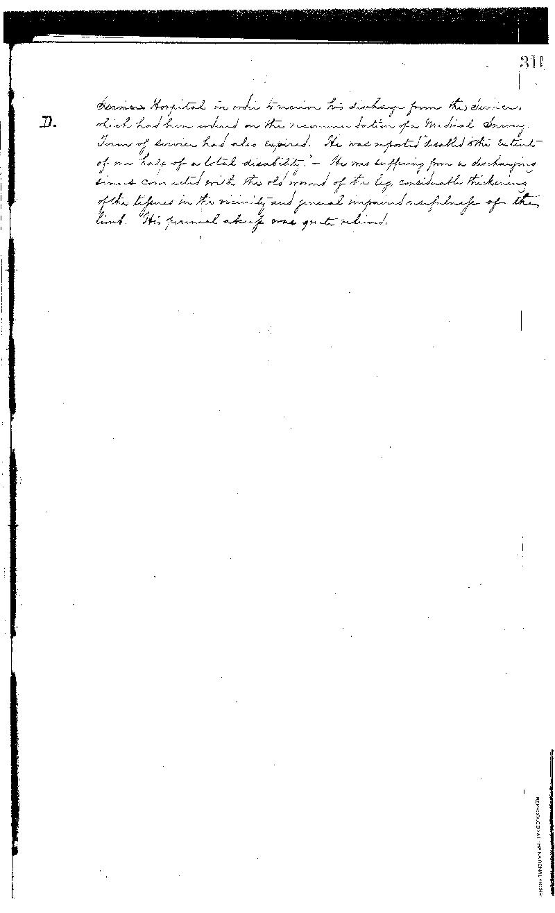 This is the third of three pages detailing the treatment received by Benamin Drummond,  the first patient admitted into the Naval Hospital, Washington City, when it opened on  October 1, 1866. He was discharged from the Navy and the Hospital on March 23, 1868.  The National Archives holds the records of patients admitted and treated at the Naval  Hospital, Washington City, from 1866 to 1906 in Record Group 52, logs of hospitals,  1861-1875 (11W3 3-29-D)