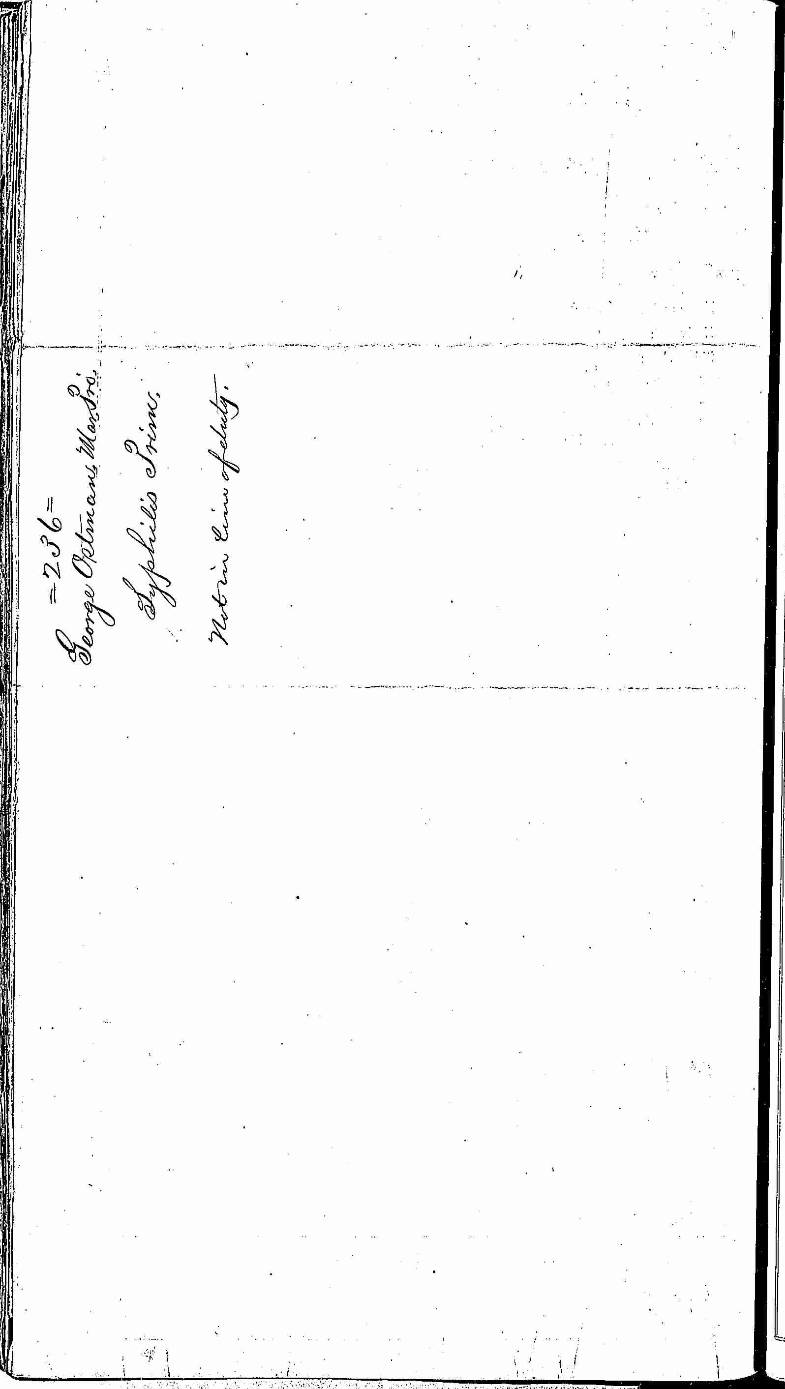 Entry for George Ostman (second admission page 2 of 2) in the log Hospital Tickets and Case Papers - Naval Hospital - Washington, D.C. - 1866-68