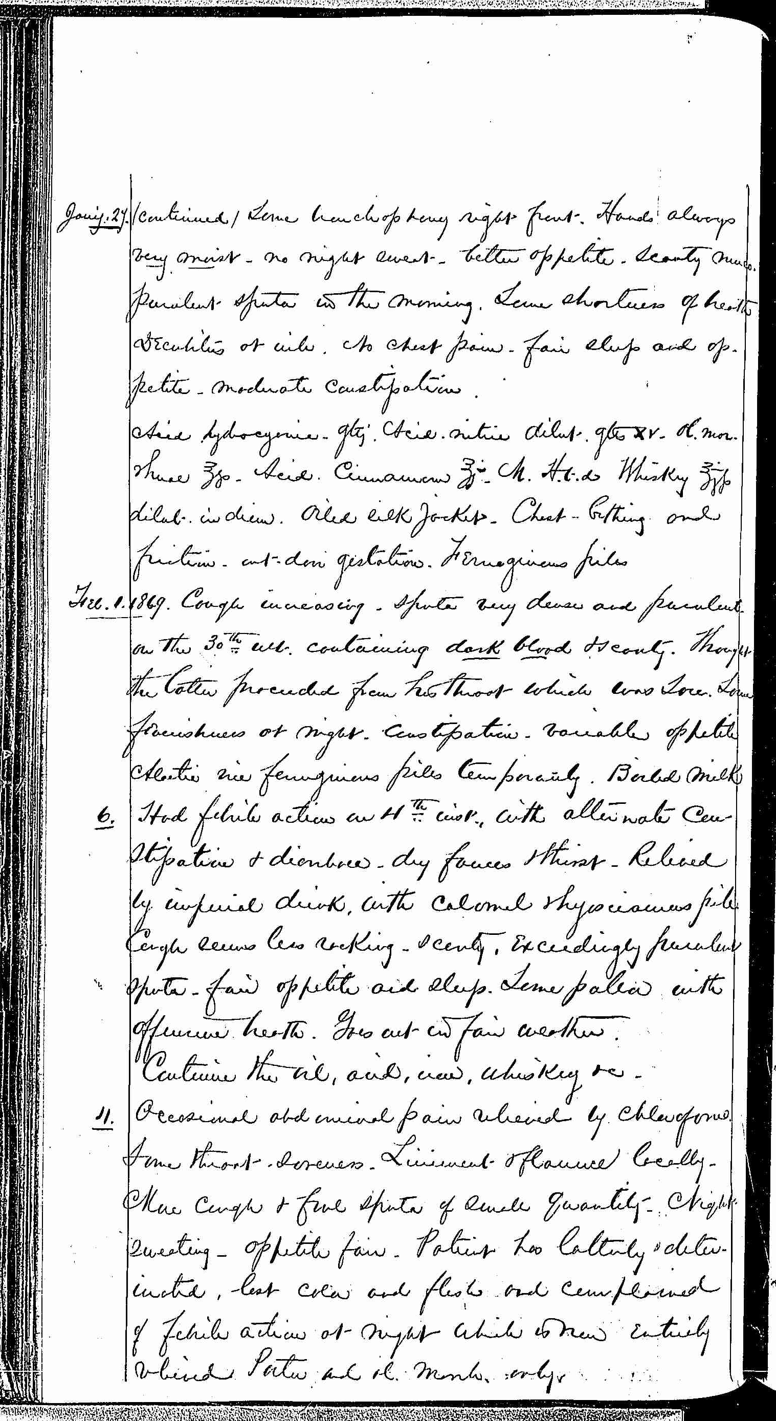 Entry for Peter C. Cheeks (page 6 of 16) in the log Hospital Tickets and Case Papers - Naval Hospital - Washington, D.C. - 1868-69