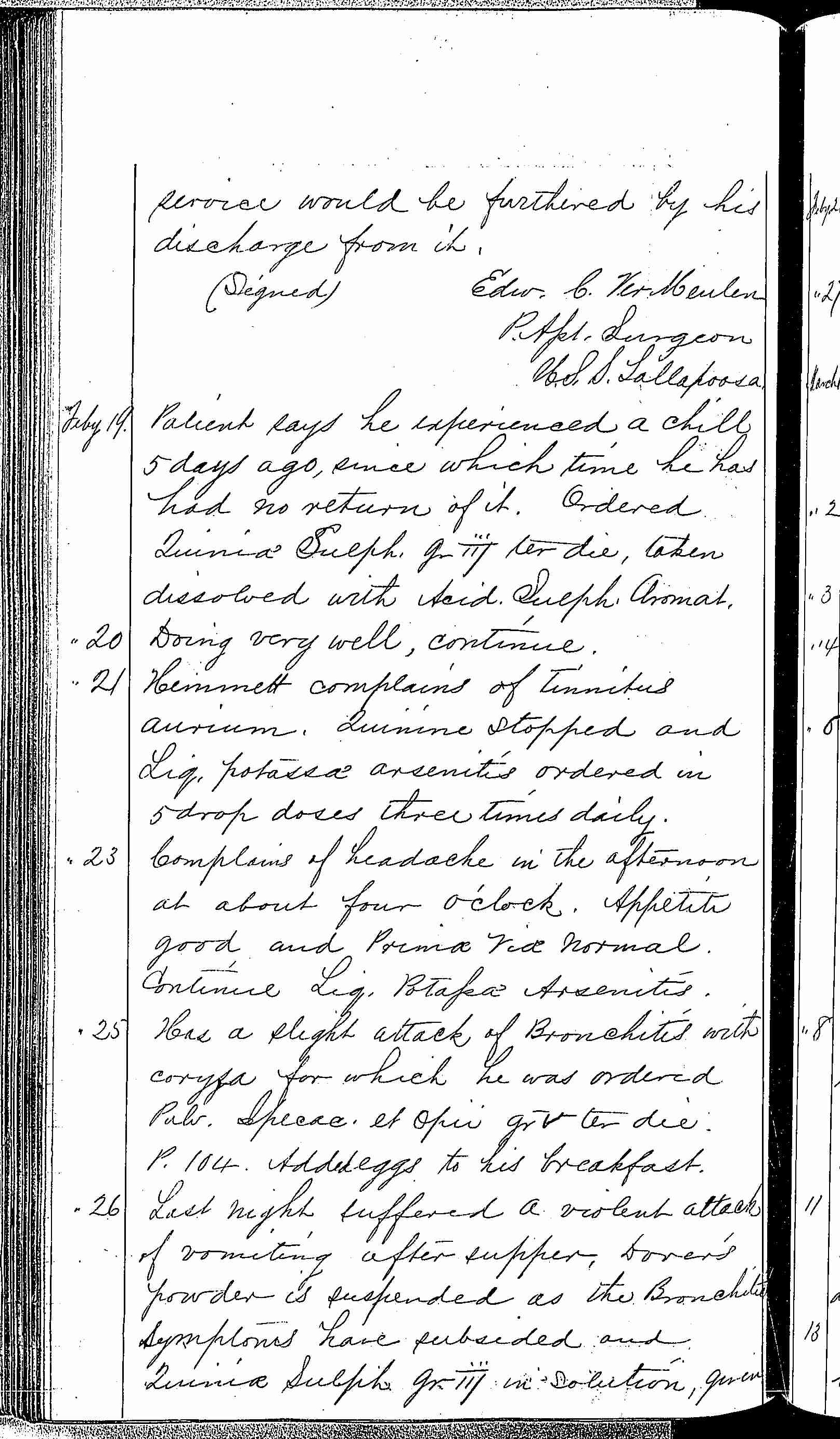 Entry for Frederick Hammett (page 2 of 5) in the log Hospital Tickets and Case Papers - Naval Hospital - Washington, D.C. - 1868-69