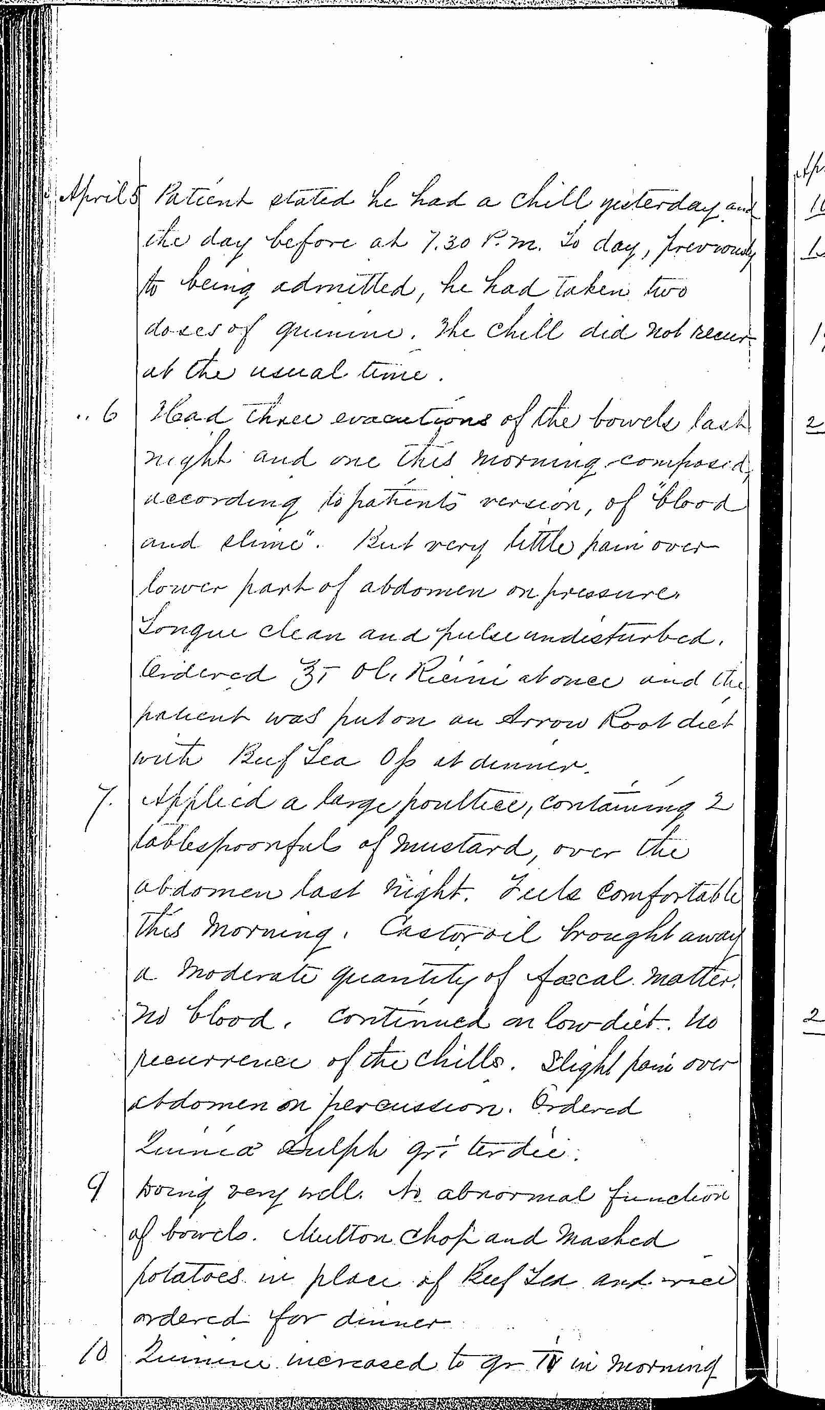 Entry for Thomas W. Coulter (page 2 of 3) in the log Hospital Tickets and Case Papers - Naval Hospital - Washington, D.C. - 1868-69