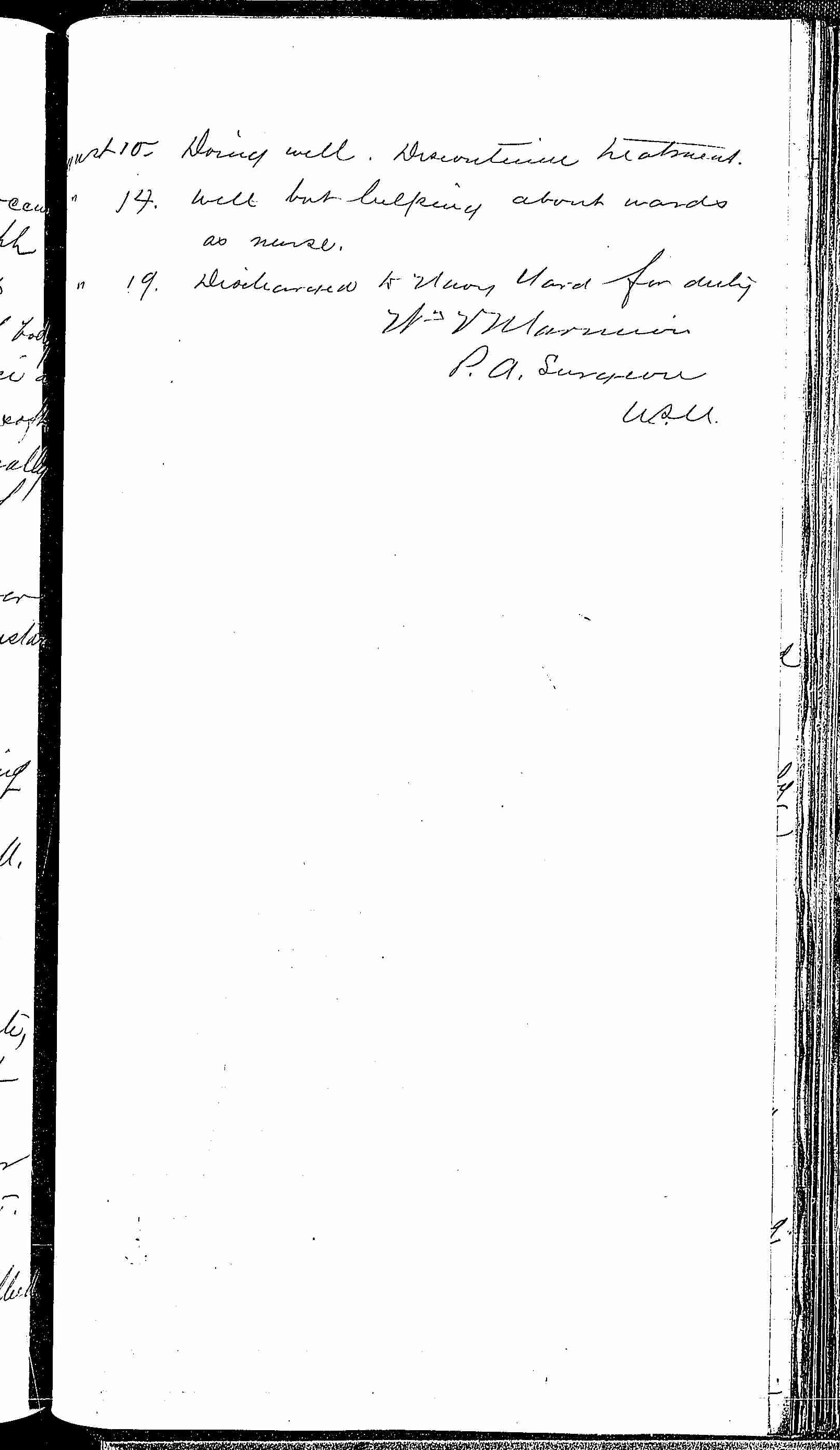Entry for Richard Hearn (page 7 of 7) in the log Hospital Tickets and Case Papers - Naval Hospital - Washington, D.C. - 1868-69