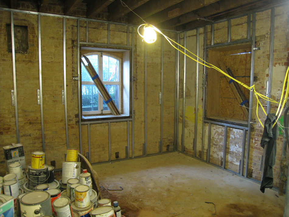 Ground Floor--Framing in southwest corner room