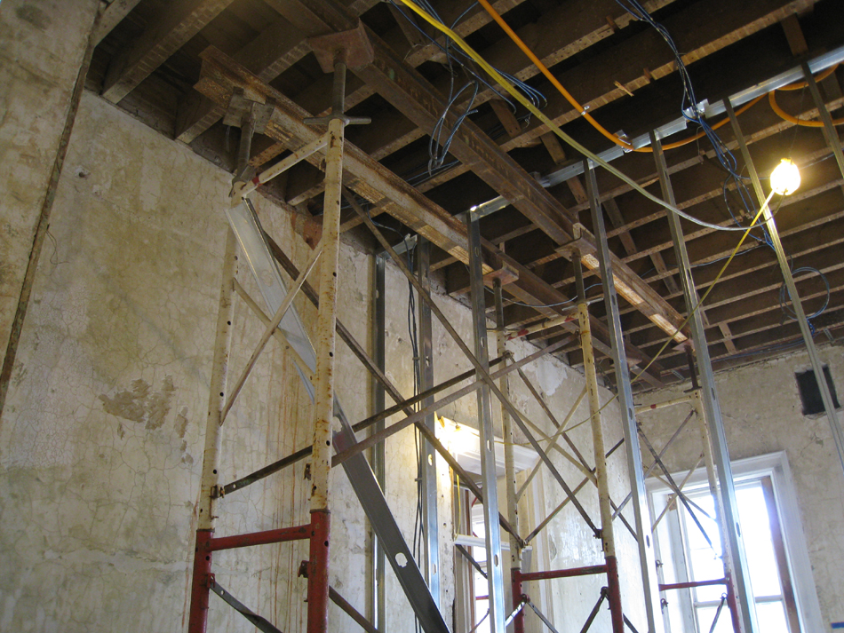 First Floor--West central room to south with shoring for removal of walls on second floor