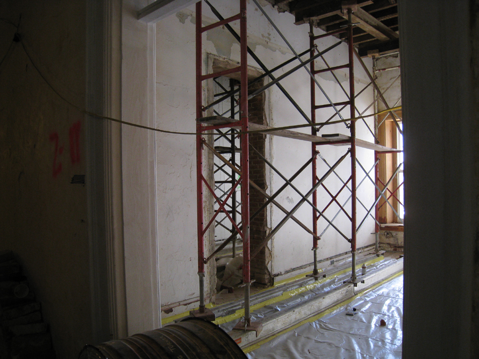 Second Floor--Shoring in west central room for wall removal