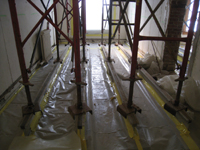 Second Floor--Shoring in east central room showing floor detail - October 29, 2010