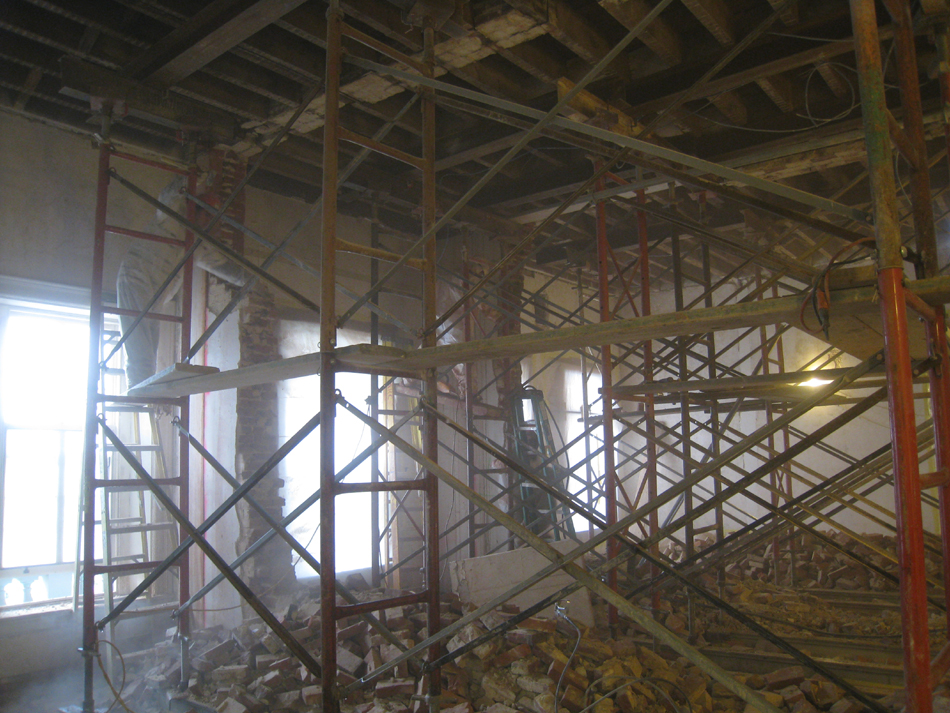 Second Floor--Demolition of the two central walls (from east side)