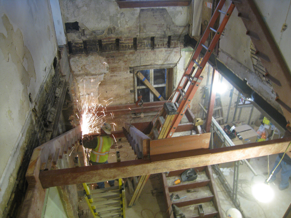 Basement--West stair construction