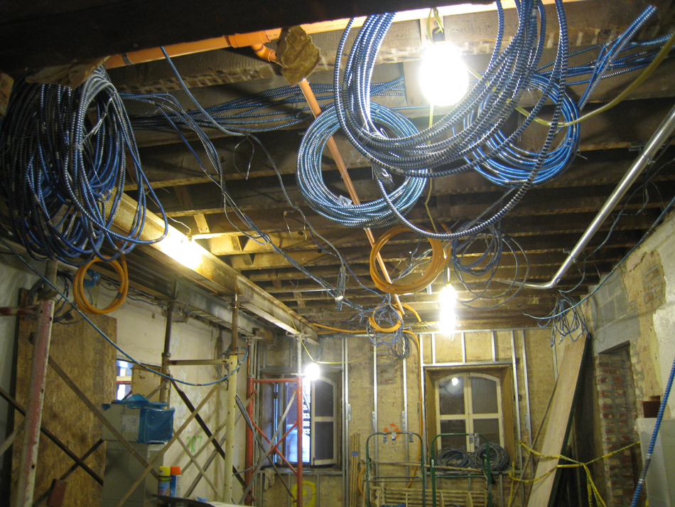Ground Floor--West central room with wiring