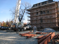 Miscellaneous--Lifting the parts for the east staircase into the building - November 19, 2010