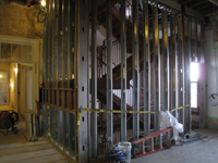 Second Floor--Wall construction around west stairwell - December 2, 2010