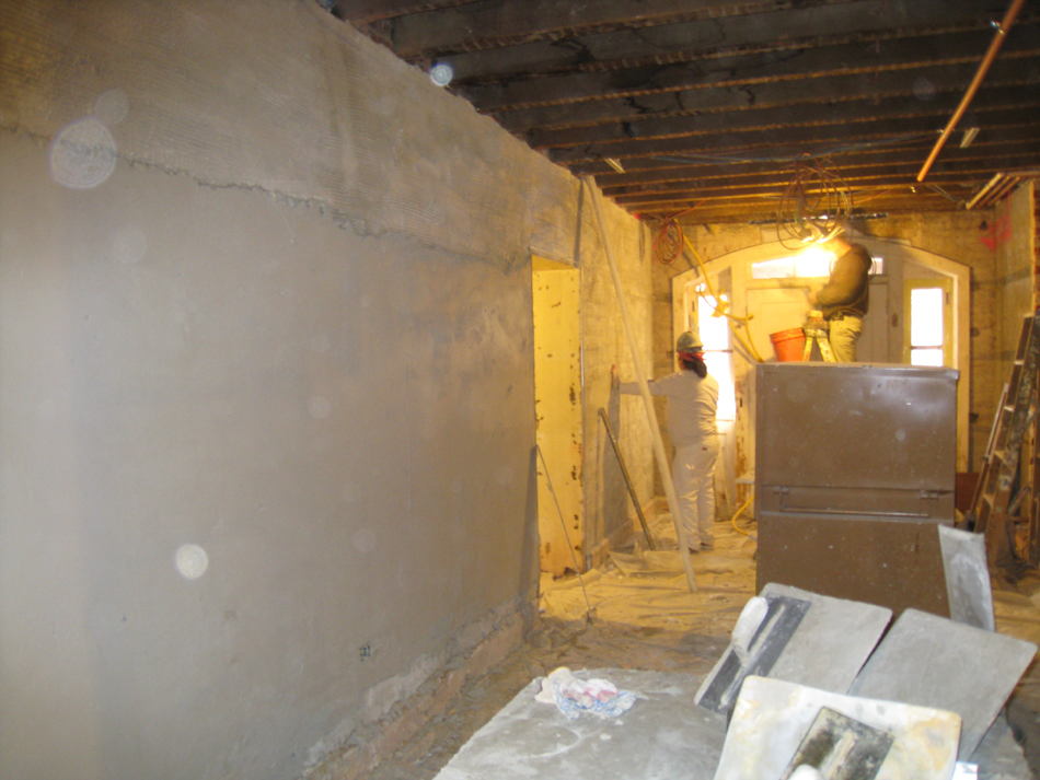 Ground Floor--Corridor looking south to entrance--Brown coat plaster - January 20, 2011
