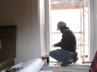 First Floor--North east corner room--restoration of window frame - January 20, 2011