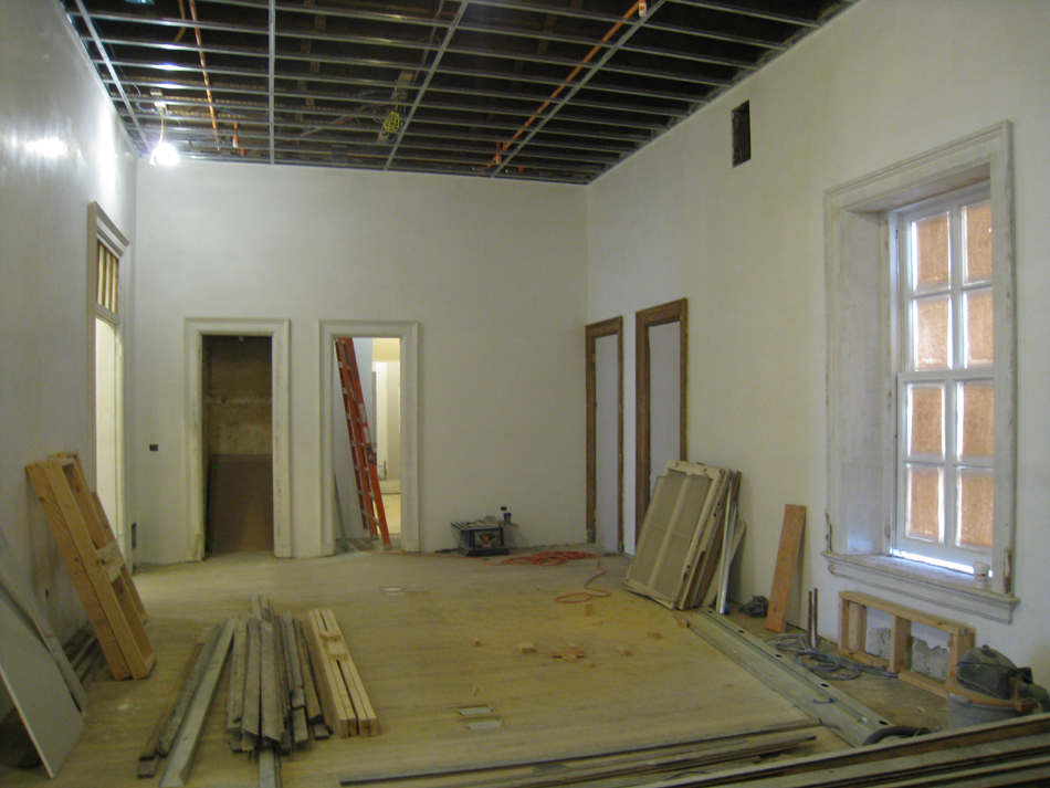Second Floor--Northeast corner room showing newly installed restored windows and sanded floors - February 1, 2011