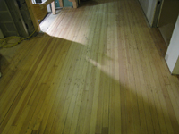Third Floor--West corridor, sanded original floors, before sealant application - March 3, 2011