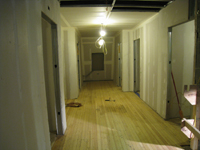 Third Floor--West corridor, final sanded original floors before application of sealant - March 3, 2011
