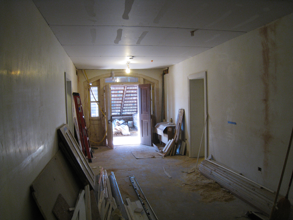 Ground Floor (Basement) --Central corridor looking south out doors - March 19, 2011