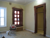 First Floor--North east corner room with newly painted window and door frames - April 9, 2011