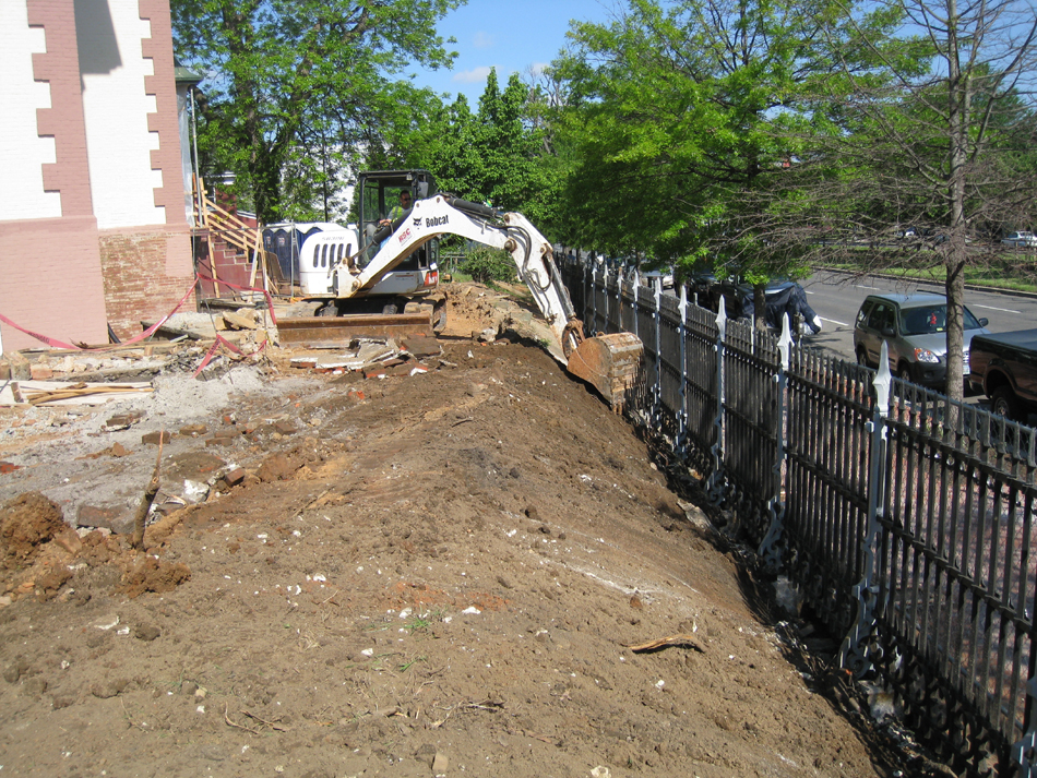 Grounds--Removing the concrete apron on the Pennsylvania Ave side - May 11, 2011