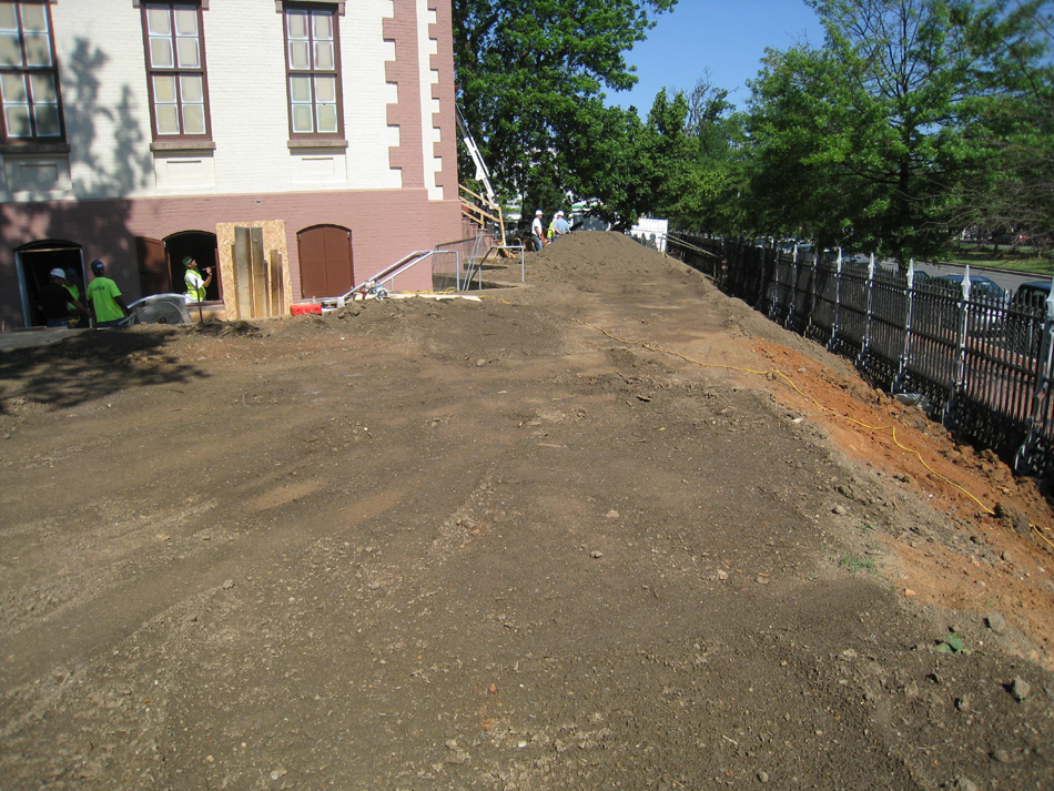 Grounds--Newly laid topsoil on north east side - June 2, 2011