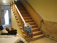 Ground Floor (Basement) --Main staircase, sanded - June 2, 2011
