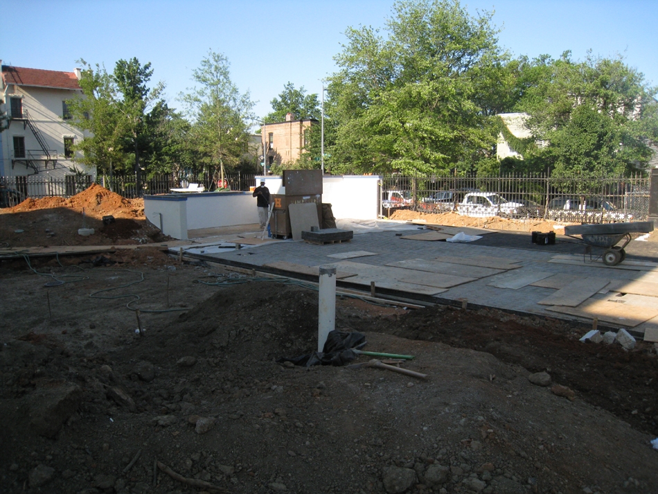 Grounds--Parking pad and base for rain garden - June 29, 2011